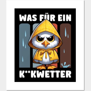 Lustige Möwe mit Regencape und witziger Spruch Posters and Art